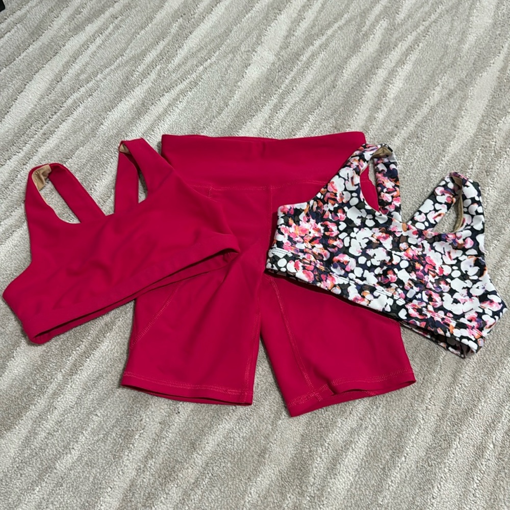 Old Navy bike shorts and two sports bras